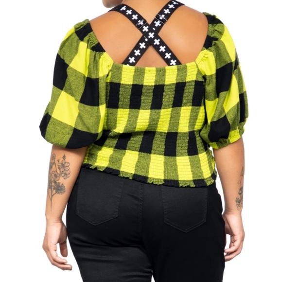 bp Tops - BP. Skater Smocked Back Wrapped Surplice Top